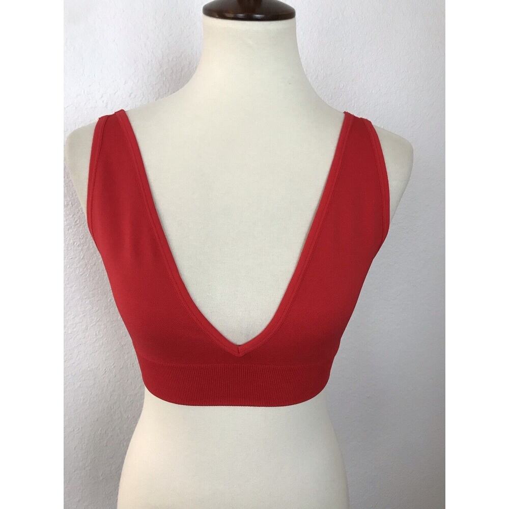 WeWoreWhat Bra Top Plunge Ribbed Stretch Knit Lingerie